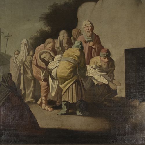 Null Peintures - Le portage de Jésus, non signé, huile sur toile -79 x 88,5 cm, &hellip;