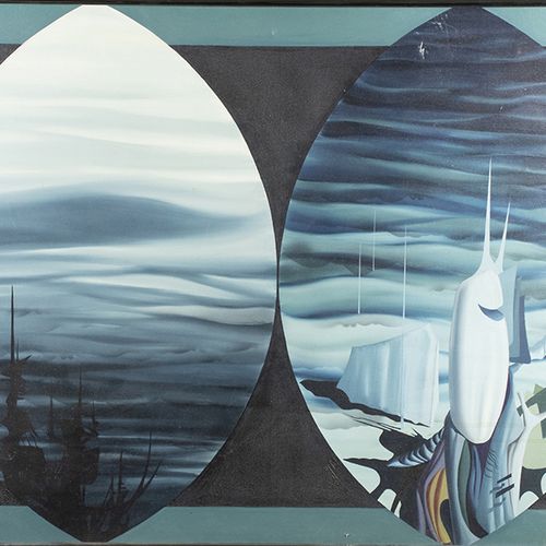Null 画作 - Pol Levèvre (1942), "Orbite", 布面油画, 已签名并注明日期 1977 -73 x 98,5 cm, 极小的缺陷&hellip;