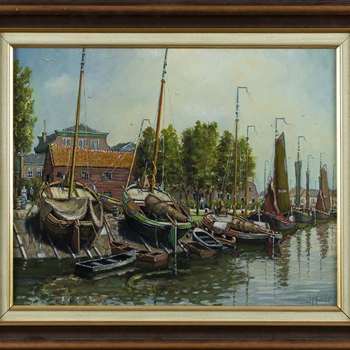 Null Paintings - Roelof Koelewijn (1955), fishing boats in Bunschoten-Spakenburg&hellip;