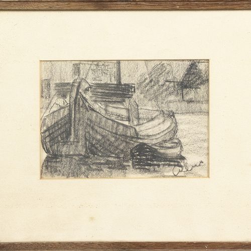 Null Cor Noltee (1903-1967) - Marinus Pieter Reus (1865-1938), Boote, Kohle auf &hellip;
