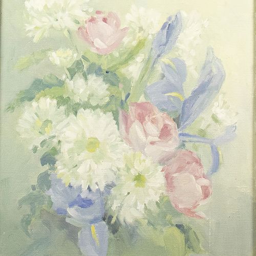 Null Pinturas - Ab van 't Hoff (1912-1992), bodegón con flores, óleo sobre lienz&hellip;