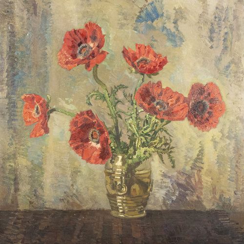Null 画作 - Maarten Yungmann (1877-1964)：《花瓶里的罂粟花》，布面油画，背面有签名和日期1927-75 x 70 cm-。
