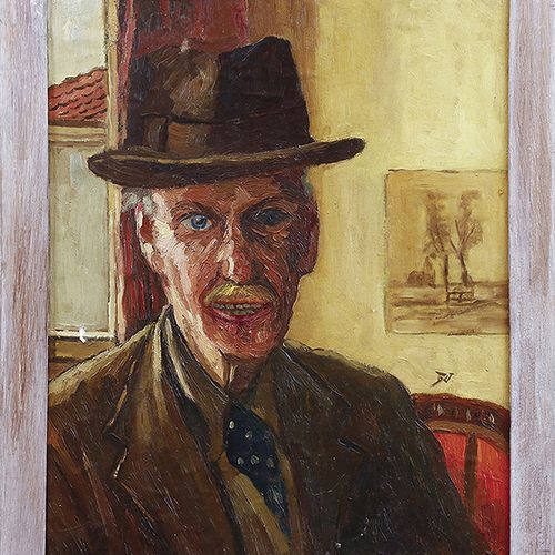 Null Dipinti - Dirk Roggeveen (1872-1955), dipinto espressionista 'Autoritratto'&hellip;