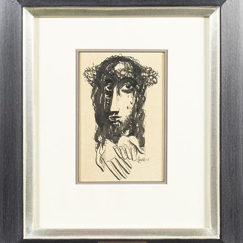 Null Aquarelle, Pastelle etc. - Edmond Bellefroid (1893-1971, Kopf von Jesus mit&hellip;