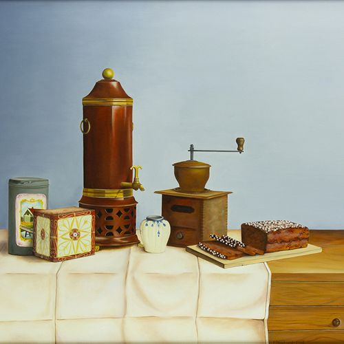 Null Paintings - Paul Rouwhorst (from Hoevelaken), still life with tins, copper &hellip;