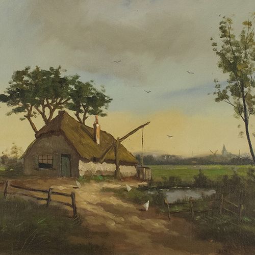 Null Dipinti - Scuola olandese: paesaggio con casa di campagna, olio su tela, fi&hellip;
