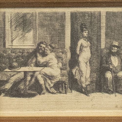 Null 蚀刻版画、雕刻版画、丝网版画等。- Adrien de Witte (1850-1935)，妓院场景，蚀刻画，签名并注明日期'78 -6 x 8,5 &hellip;