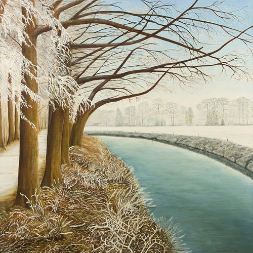 Null Peintures - Paul Rouwhorst (de Hoevelaken), paire de paysages d'hiver, huil&hellip;