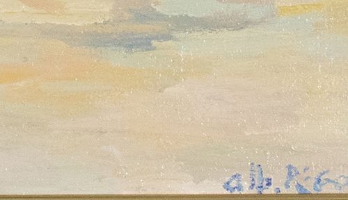 Null 画作 - 阿尔伯特-里戈（笔名）。Luc Stani Antheunis (1950)，阳光海滩上的人物，布面油画，已签名-49 x 59 cm-。