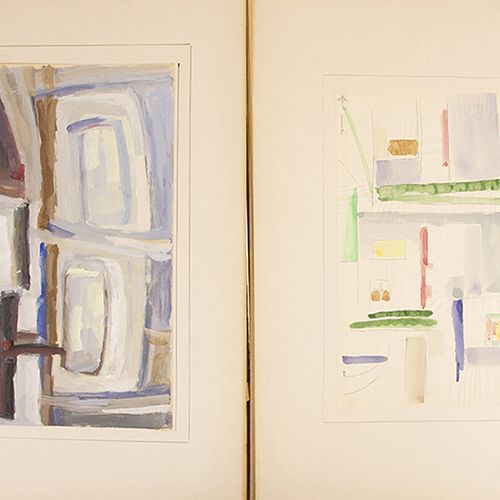 Null 菲尔-格里塞尔(1923-2008) - 菲尔-格里塞尔(1923-2008)，由艺术家装饰的文件夹，在纸板上粘有约40幅抽象描绘，水彩、水粉、东印度&hellip;