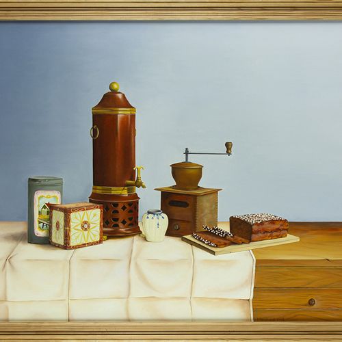 Null Paintings - Paul Rouwhorst (from Hoevelaken), still life with tins, copper &hellip;