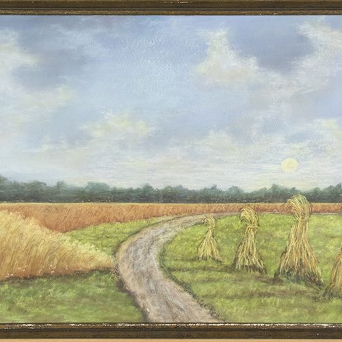 Null Watercolours, pastels etc. - Johannes van Lingen (1903-1986), Cornfield wit&hellip;