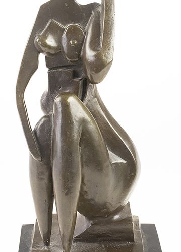 Null Statues, figures etc. - An abstract bronze sculpture of a seated female fig&hellip;