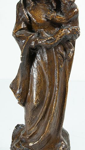 Null Bric-a-brac - A plaster figure of Madonna with child and a brass and stone &hellip;