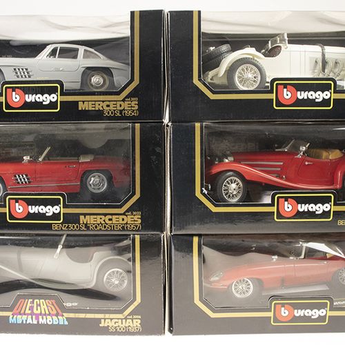 Null Modeling - Cars - 6 diecast model cars in original boxes, 1:18, Burago; Jag&hellip;