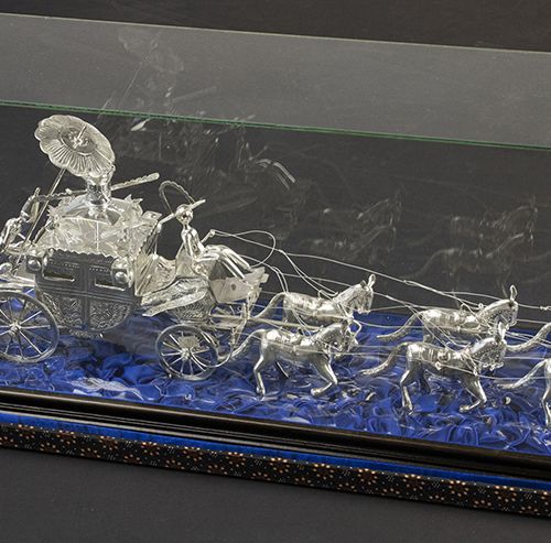 Null Silver objects - Miniatures - BWZG miniatuur: koets getrokken door zes paar&hellip;