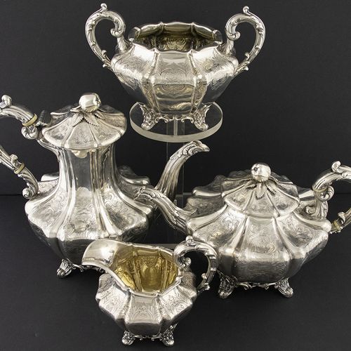 Null Silver objects - Great Britain - A four-piece silver tea service comprising&hellip;