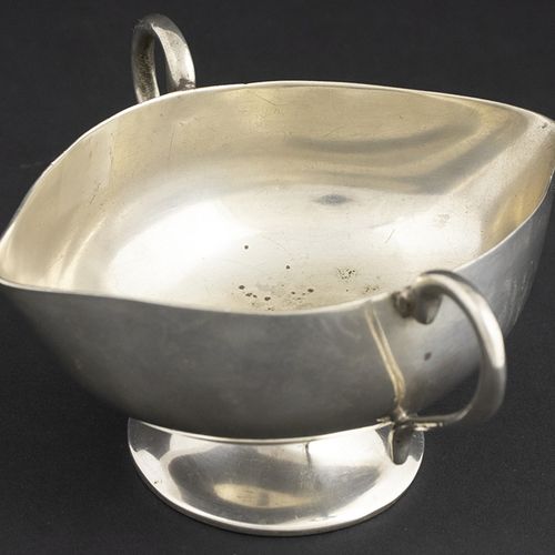 Null Silver objects - Miscellaneous - Footed double lipped silver sauce boat, ma&hellip;