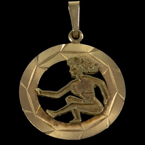 Null Gold jewellery and objects - 14k yellow gold pendant depicting the zodiac s&hellip;