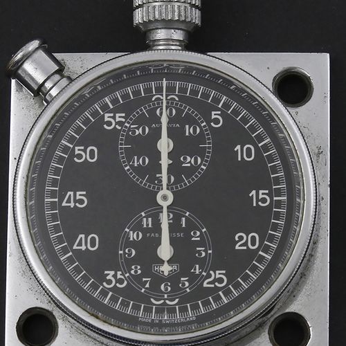 Null Miscellaneous watches - An early Heuer Autavia 8-day stopwatch, the black d&hellip;