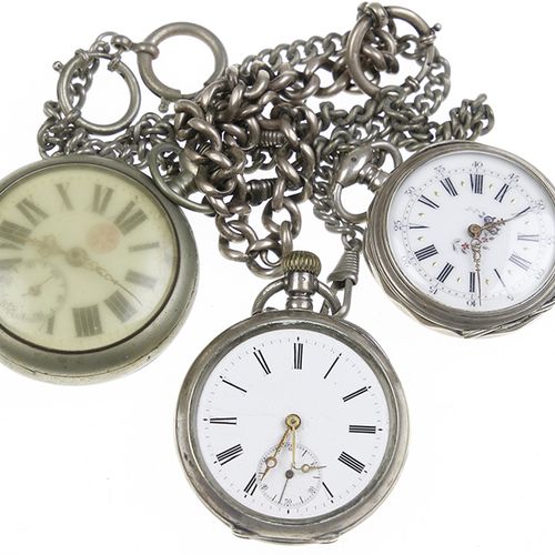 Null Miscellaneous jewellery and bijoux - Two silver pocket watches, metal pocke&hellip;