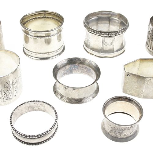 Null Silver objects - Djokja - Nine silver napkin rings, France, 19th/20th centu&hellip;
