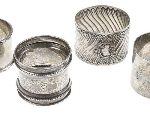 Null Silver objects - Miscellaneous - Four silver napkin rings among which Germa&hellip;