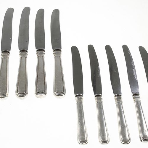 Null Silver objects - Flatware, Netherlands - Six table knives and four dessert &hellip;