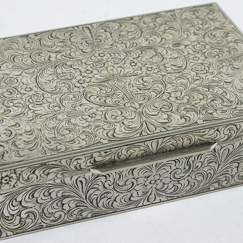 Null Silver objects - Italy - A silver rectangular box and cover and engraved fo&hellip;