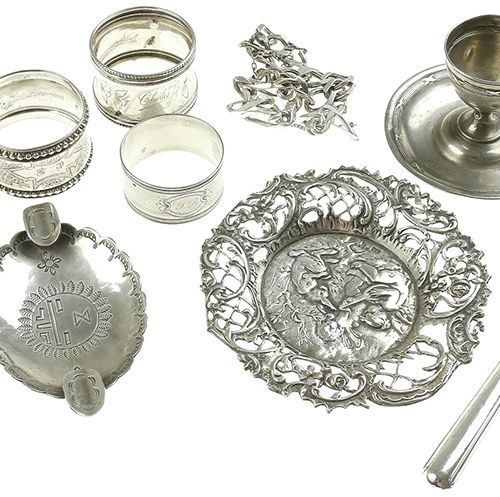 Null Silver objects - Miscellaneous - Silver napkin rings, ashtray, coaster, etc&hellip;