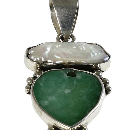 Null Silver jewellery - Silver pendant, set with pearl and chrysoprase (ca. 34 m&hellip;