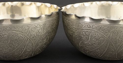 Null Silver objects - Miscellaneous - Two Persian silver finger bowl with engrav&hellip;