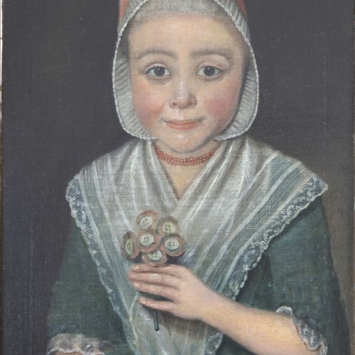 Null Paintings - Dutch School: portait of a young Frisian girl in traditional co&hellip;