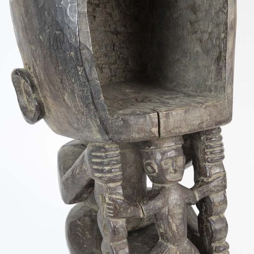 Null 民族志--木雕骷髅头支架，西非，20世纪--高48厘米