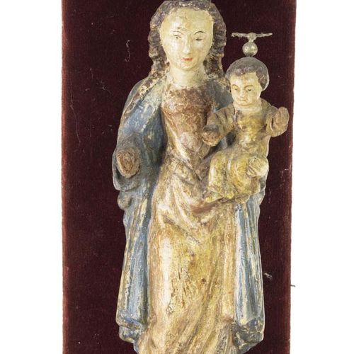 Null Statuen, Figuren etc. - Polychrom geschnitzte Holzmadonna, 18. Jahrhundert &hellip;
