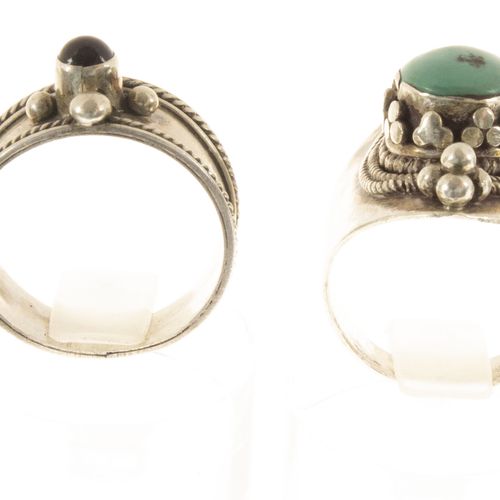 Null 银首饰 - 四个银戒指，例如：镶嵌有玛瑙的毒药戒指，有土尔其，玛瑙的戒指