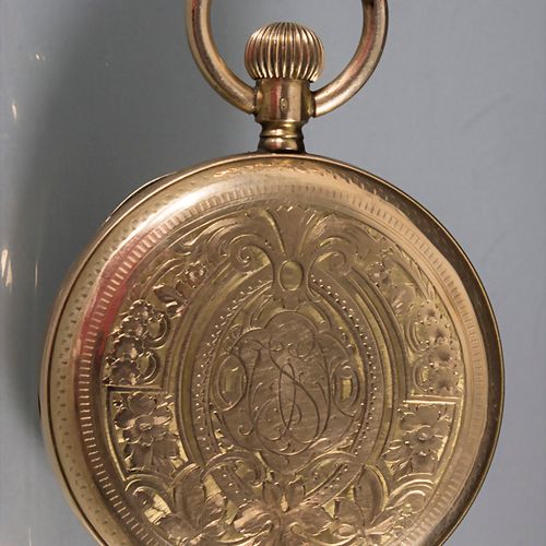 Savonette Taschenuhr / A 14ct gold pocket watch, Schweiz, um 1880 Gehäuse: Gold &hellip;