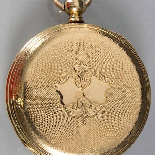 Offene Taschenuhr / An 18ct gold pocket watch, Schweiz, 19. Jh. Gehäuse: Gold 18&hellip;