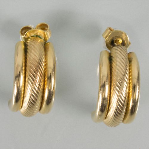 Paar Ohrringe / A pair of 14 ct gold earrings Materiale: oro giallo, Au 585/000,&hellip;