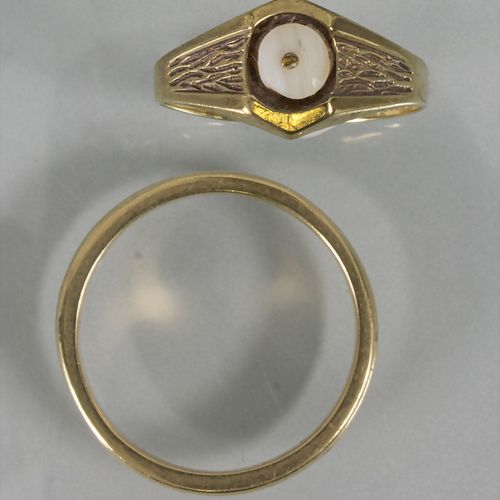 2 Goldringe / Two 14 ct gold rings Matériau : or jaune Au 585/000, dont un avec &hellip;
