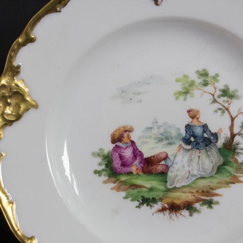 4 Zierteller / 4 decorative plates, Meissen, 19. Jh. Material: porcelana, pintad&hellip;