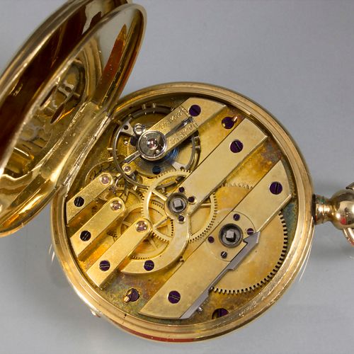 Offene Taschenuhr / An 18ct gold pocket watch, Schweiz, 19. Jh. Gehäuse: Gold 18&hellip;