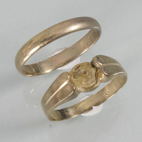 2 Goldringe / Two 8 ct gold rings Materiale: oro giallo Au 333/000, Misura dell'&hellip;