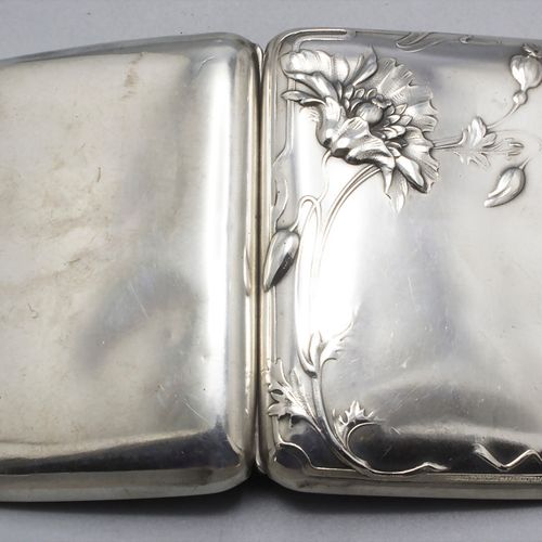 Jugendstil Zigarettenetui mit Mohnblume / An Art Nouveau silver cigarette case w&hellip;