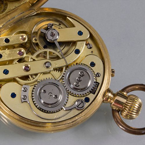 Offene Taschenuhr / An 18ct gold pocket watch, Schweiz, um 1920 Gehäuse: Gold 18&hellip;