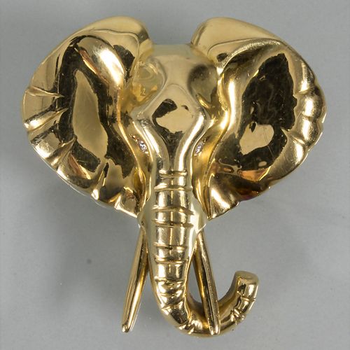 Goldbrosche 'Elefant' mit Diamanten / An 18 ct gold brooch 'elephant' with diamo&hellip;