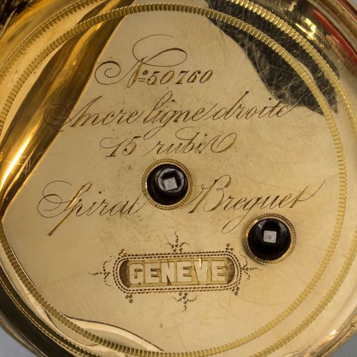 Offene Taschenuhr / An 18ct gold pocket watch, Schweiz, 19. Jh. Gehäuse: Gold 18&hellip;