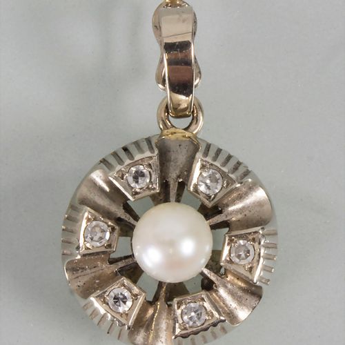 Goldanhänger mit Perle und Diamanten / A 14 ct gold pendant with a pearl and dia&hellip;
