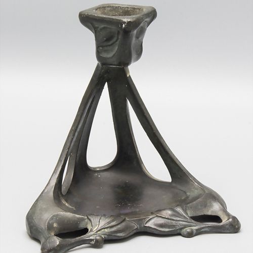 Jugendstil Kerzenhalter mit Ablage / An Art Nouveau tin candle holder, deutsch, &hellip;