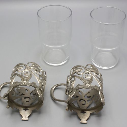 Paar Teeglashalter mit Jugendstildekor / A pair of tea glass holders with Art No&hellip;